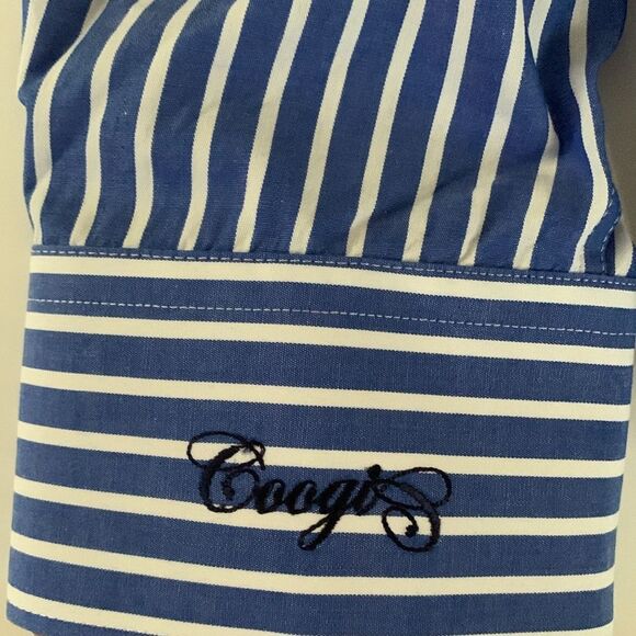 COOGI Luxe Blue White Striped Cotton Embroidered Logo Dress Shirt Size XXL - Picture 10 of 14